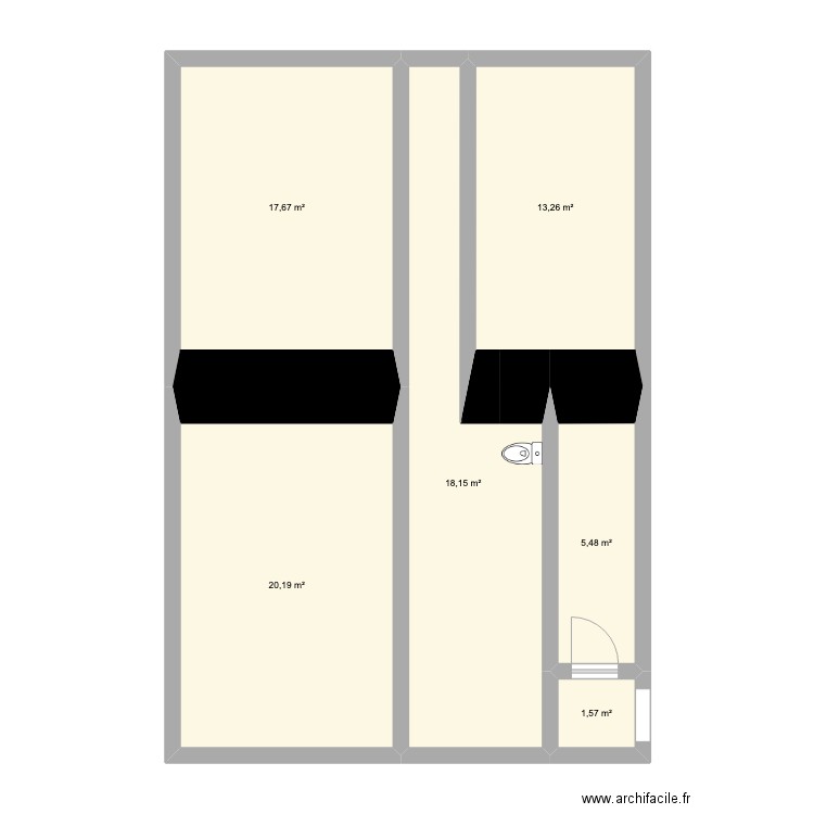 CAVES FB DU TEMPLE_SURFACE M2. Plan de 6 pièces et 76 m2