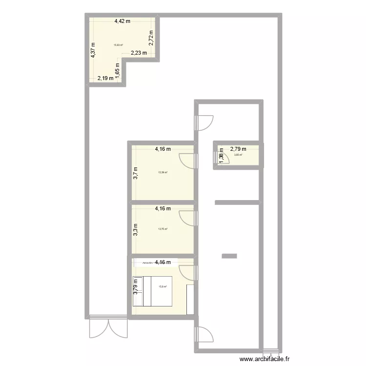 Casa Cuba. Plan de 5  et 64 m²