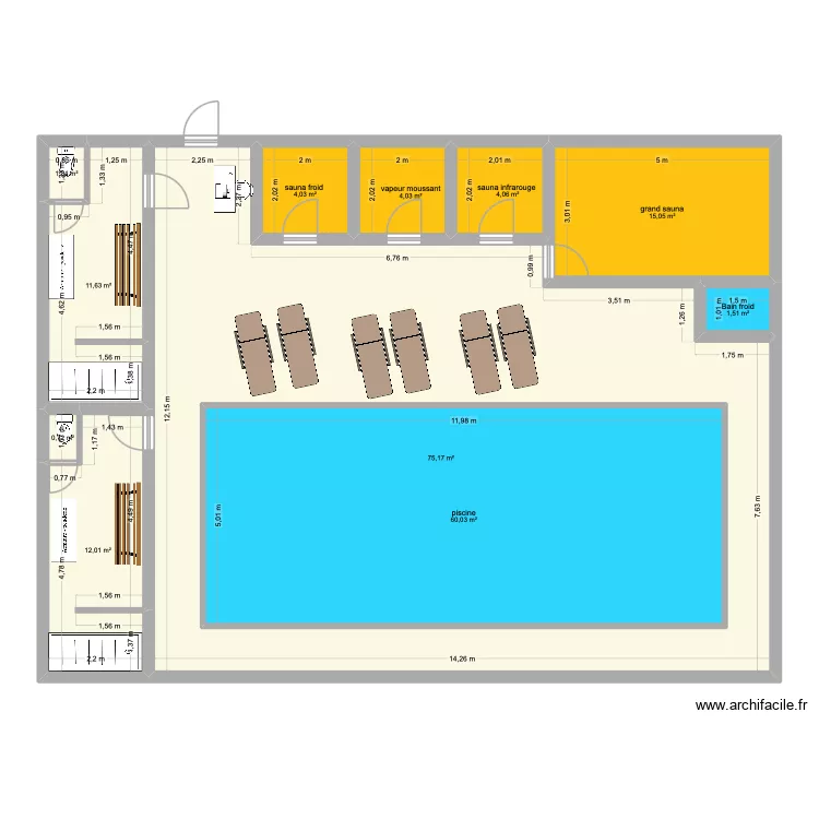 Wellness 1. Plan de 11  et 253 m²