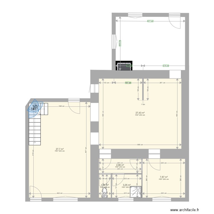 HURTAUD - Saint Gervais RDC. Plan de 6 pièces et 71 m2