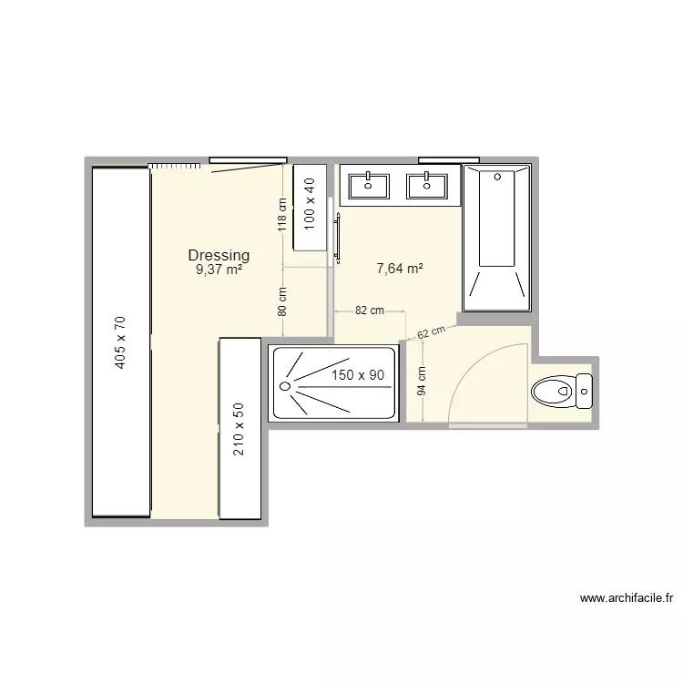 Projet SDB-dressing. Plan de 
