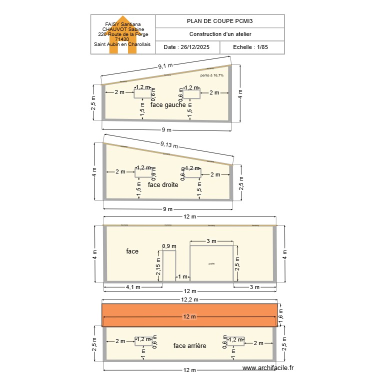 plan de coupe atelier 6. Plan de 0 pièce et 0 m2