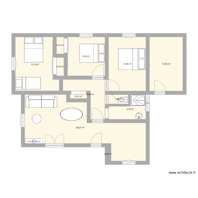 Vieux Boucau - Projection. Plan de 12 pièces et 79 m2