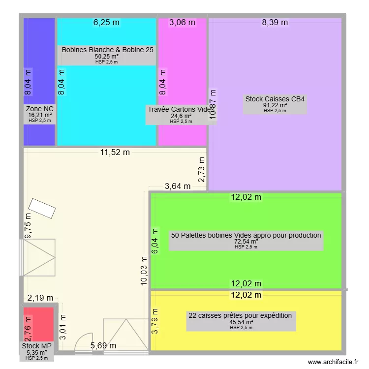 Plan CB4. Plan de 8  et 410 m²