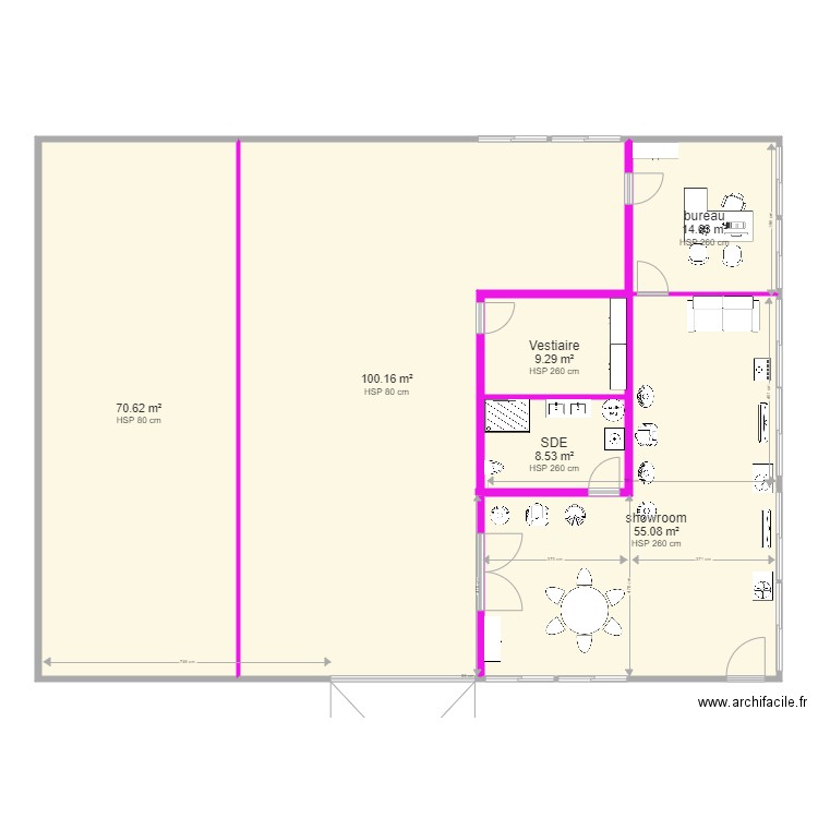 local thiaucourt v1. Plan de 6 pièces et 258 m2