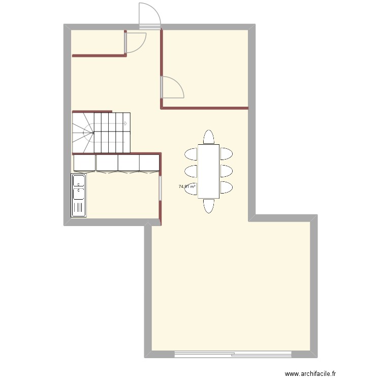 rdc montesson. Plan de 1 pièce et 75 m2