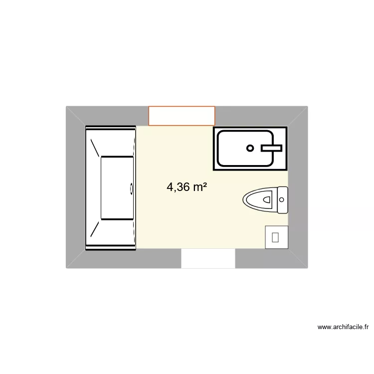 salle de bain. Plan de 1 Pièce et 4 m² salle de bain. Plan de 1 Pièce et 4 m²
