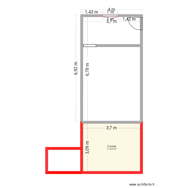 Casa1. Plan de 1 pièce et 11 m2