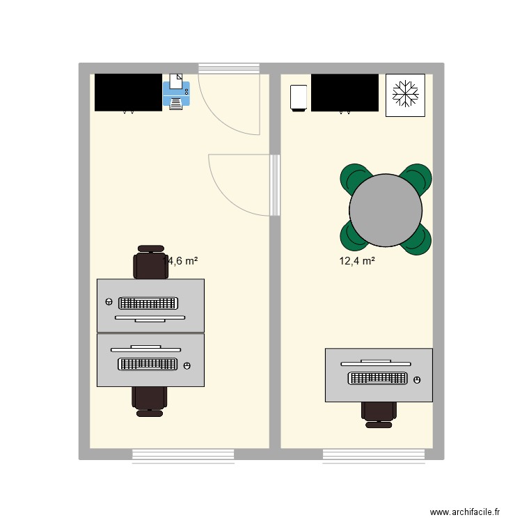 BAT3702. Plan de 2 pièces et 27 m2