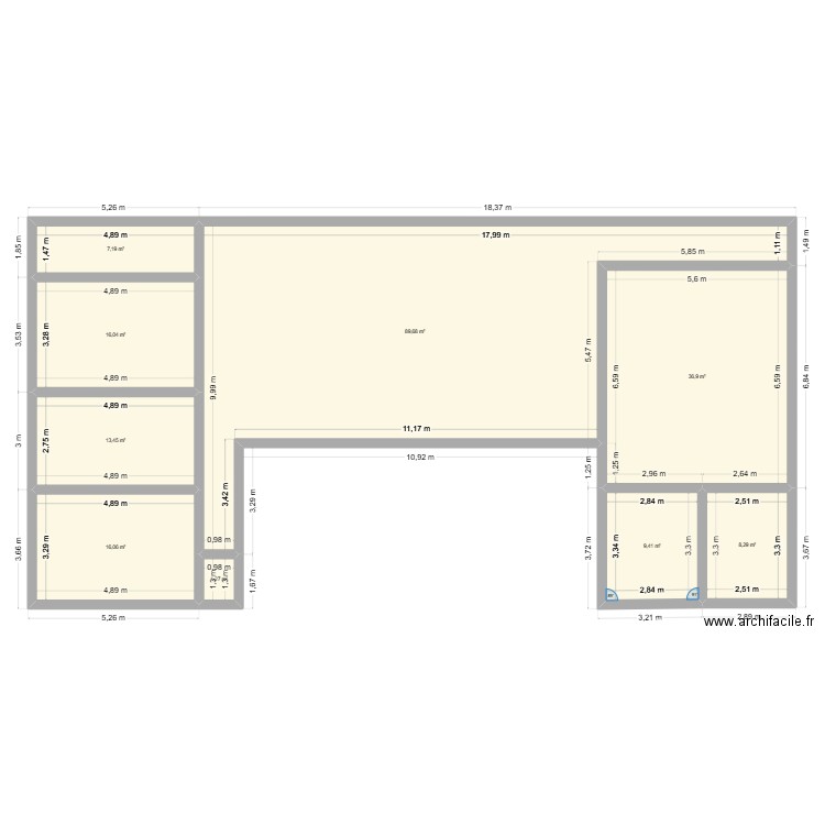 maison 2. Plan de 9 pièces et 198 m2