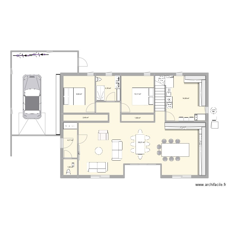 dessin 20 fevrier. Plan de 9 pièces et 110 m2