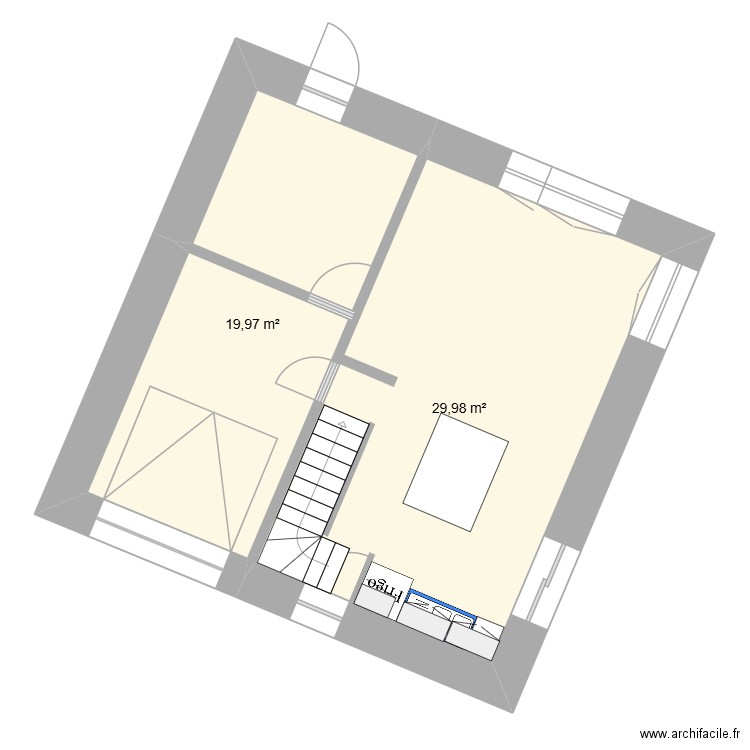 Maison Rennes. Plan de 2 pièces et 50 m2