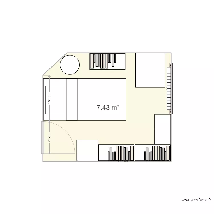 chambre enfant. Plan de 1 pièce et 7 m²