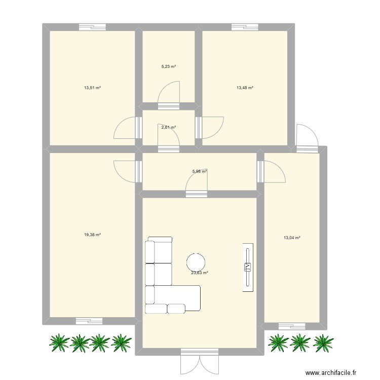 3+1. Plan de 8 pièces et 97 m2