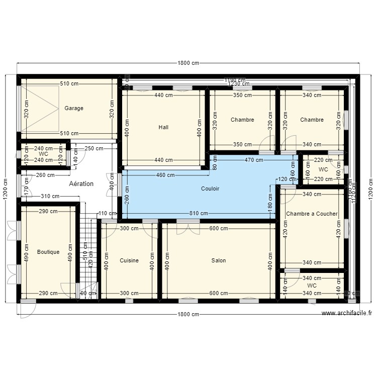 Plan de terrain 18mx12m Client 44 20 94 94 V2. Plan de 14 pièces et 185 m2