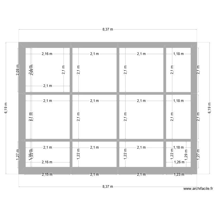 Calepinage 2. Plan de 19  et 41 m²
