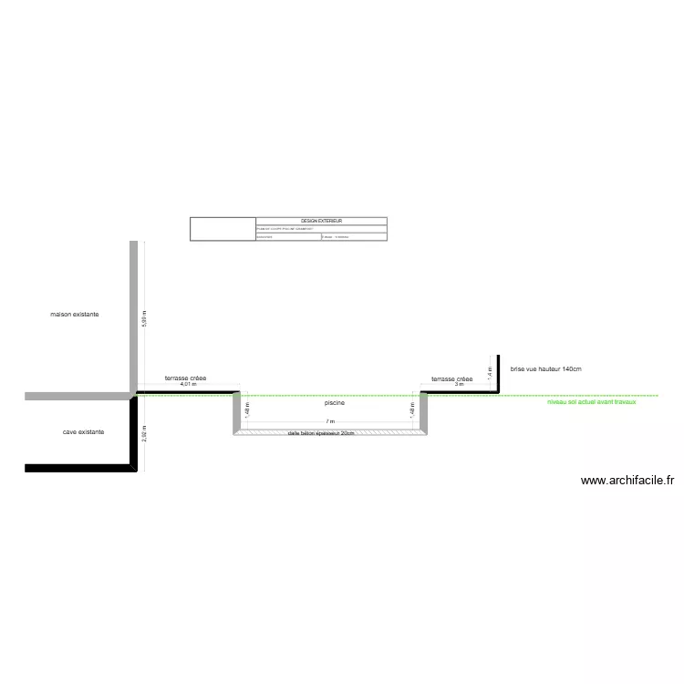 COUPE PISCINE GRAMFORT. Plan de 