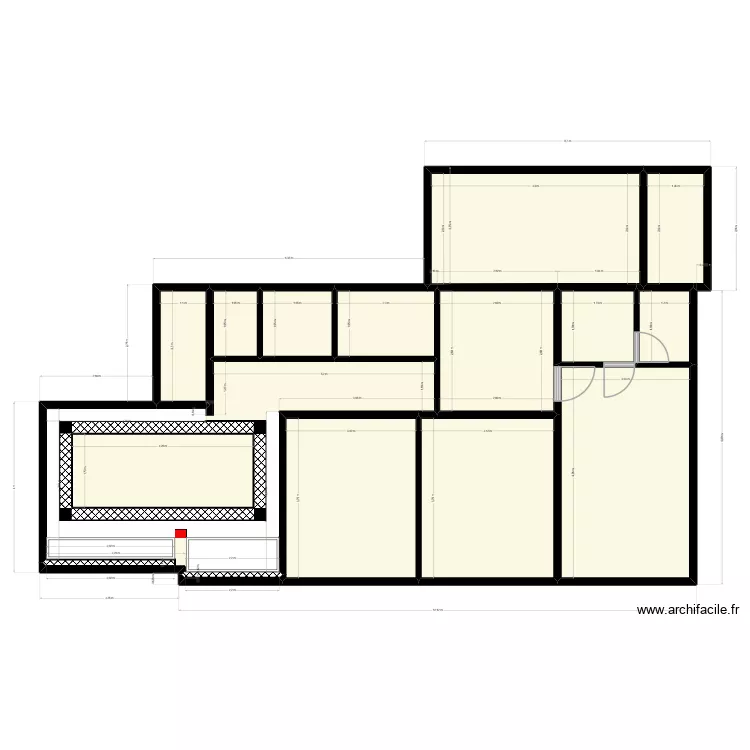 Douche. Plan de 15  et 111 m²