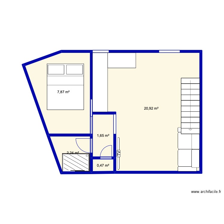 St jean. Plan de 5 pièces et 33 m2