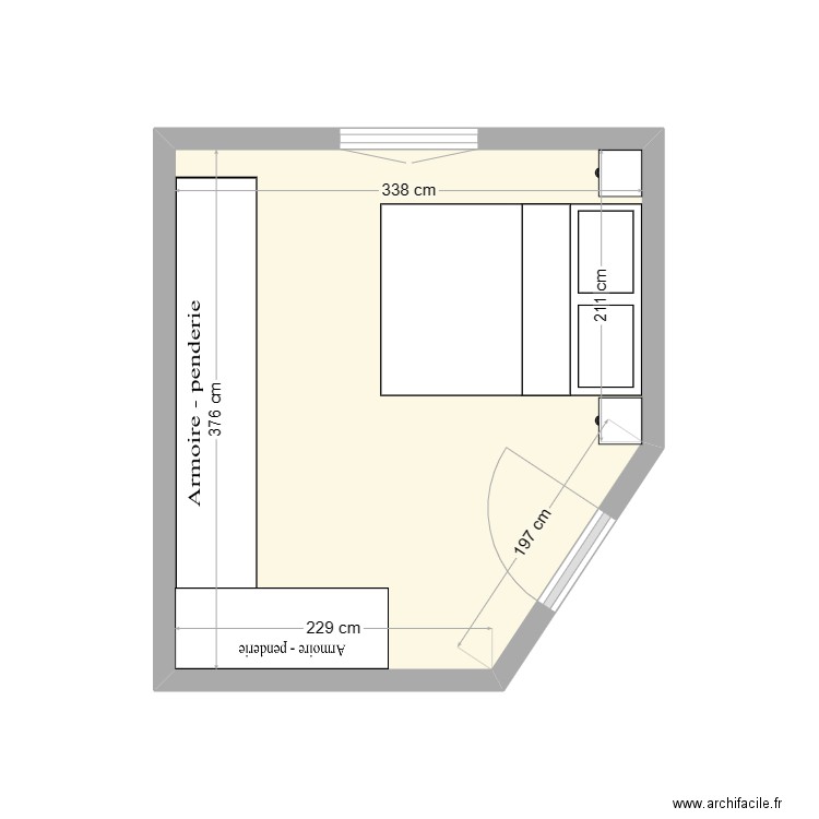 chambre Hélène . Plan de 1 pièce et 12 m2