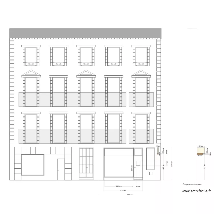 Devanture Vichy - Façade projet. Plan de Devanture Vichy - Façade projet. Plan de