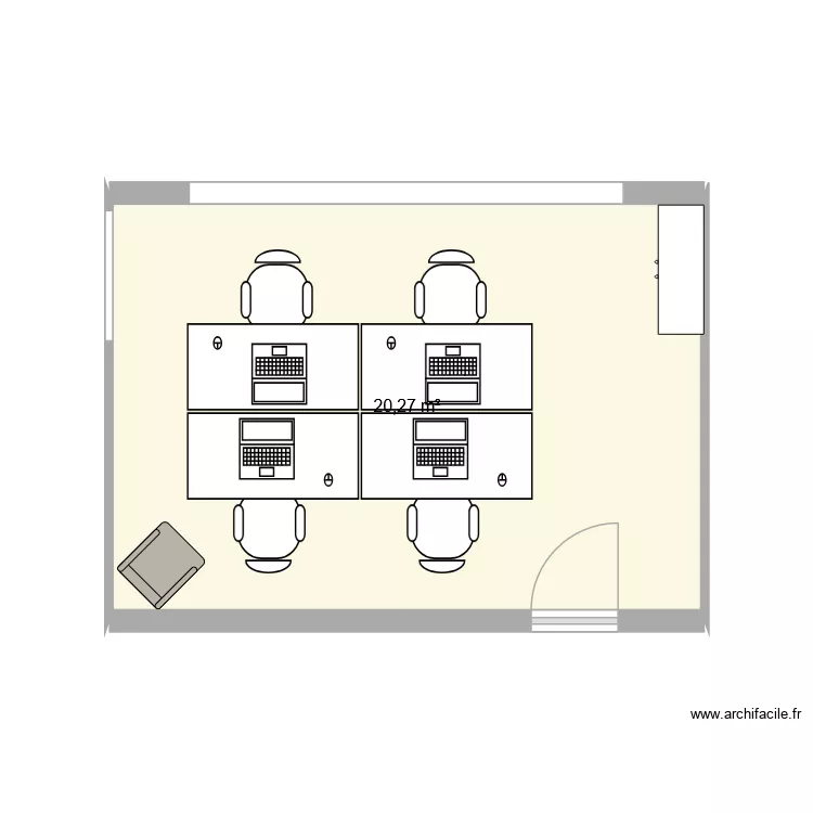 PLAN BUREAU 2. Plan de 1 Pièce et 20 m²