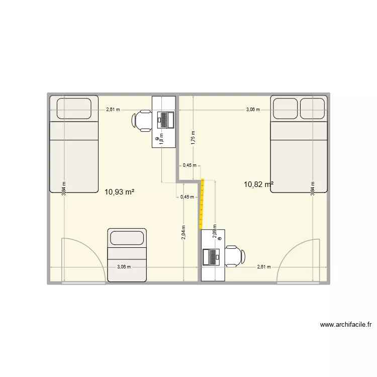 chambre enfants. Plan de 2 et 22 m² chambre enfants. Plan de 2 et 22 m²
