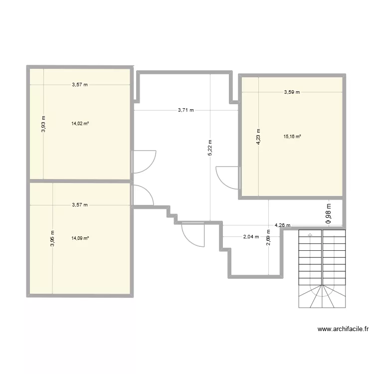 Etage2. Plan de 3 et 43 m² Etage2. Plan de 3 et 43 m²