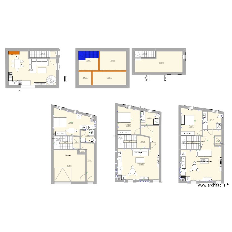 maison T2. Plan de 28 pièces et 257 m2