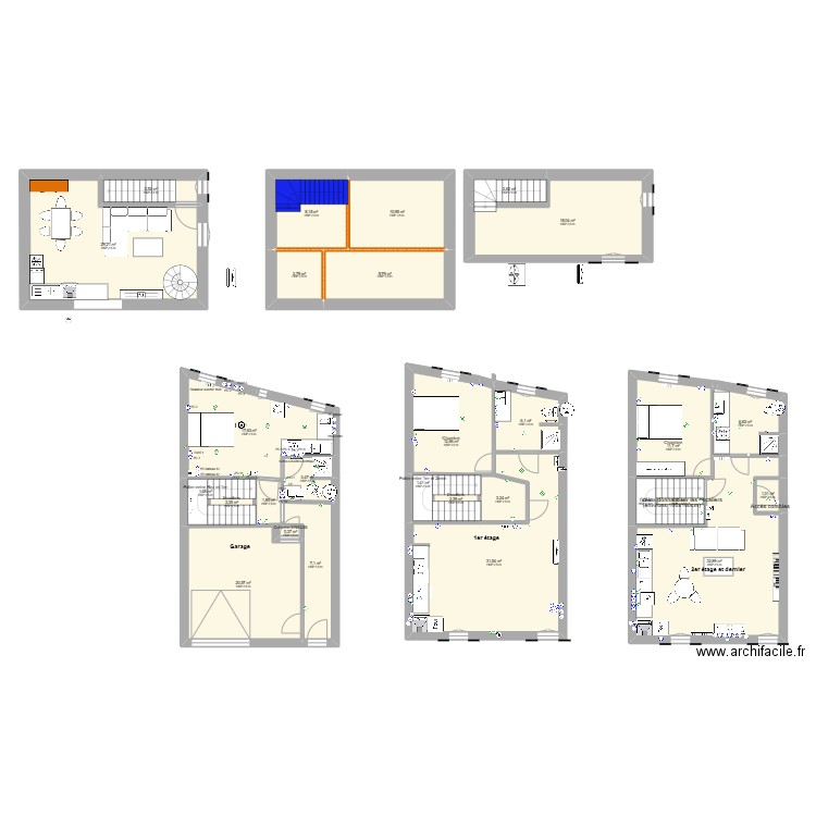 maison T2. Plan de 28 pièces et 257 m2