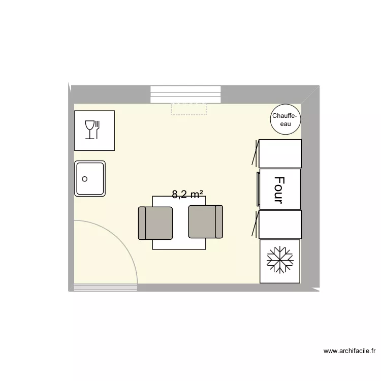 Recuisine. Plan de 1 et 8 m² Recuisine. Plan de 1 et 8 m²