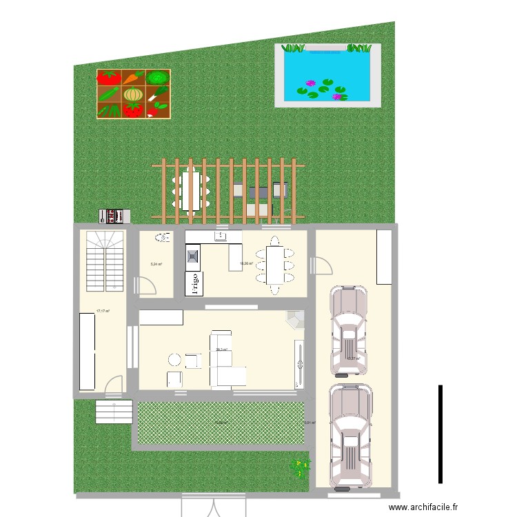 Planta Baja: lado a lado. Plan de 7 pièces et 129 m2