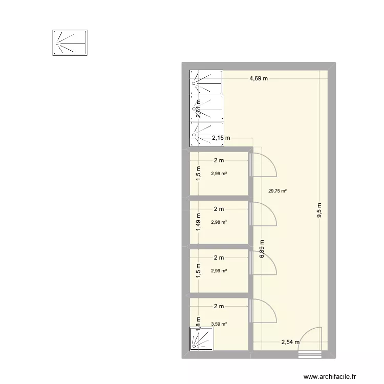 plan rdc projet1. Plan de 5 pièces et 42 m²