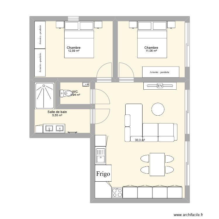 Garage. Plan de 5 pièces et 62 m2