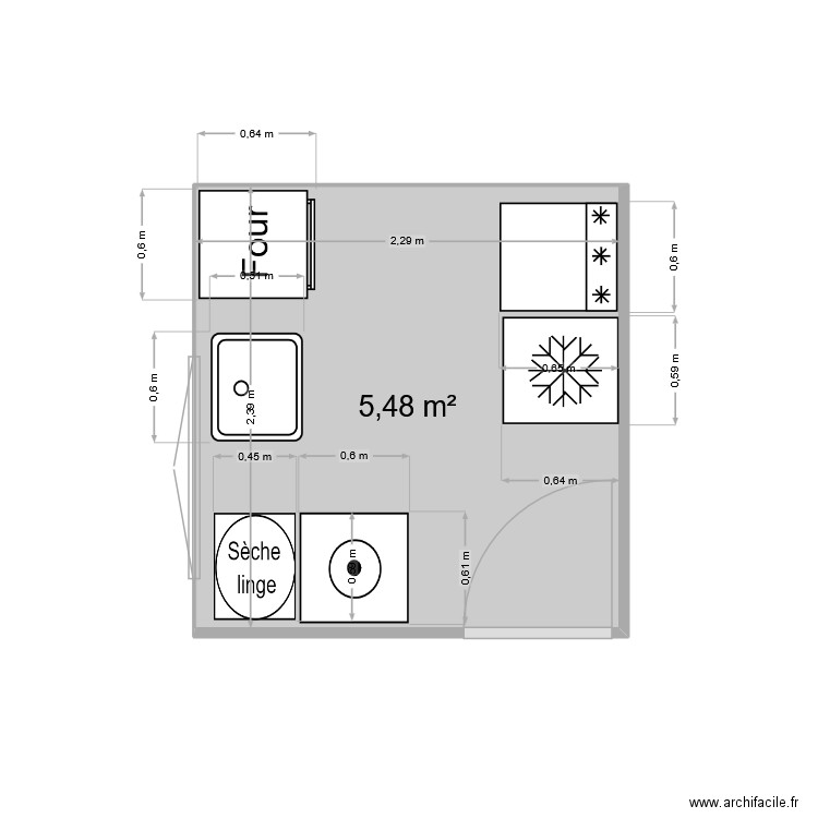 buan de riz. Plan de 1 pièce et 5 m2
