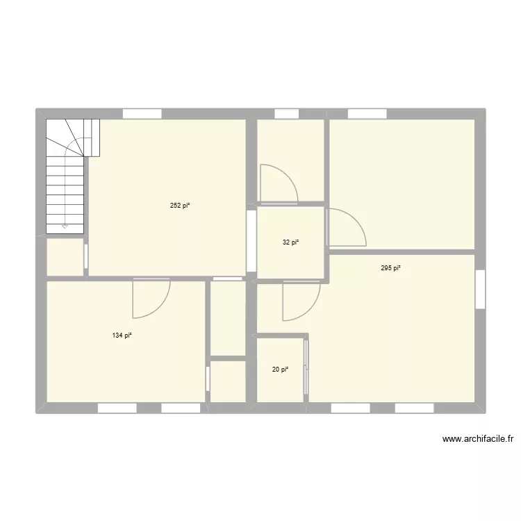 2e étage sans meuble. Plan de 5 et 68 m² 2e étage sans meuble. Plan de 5 et 68 m²