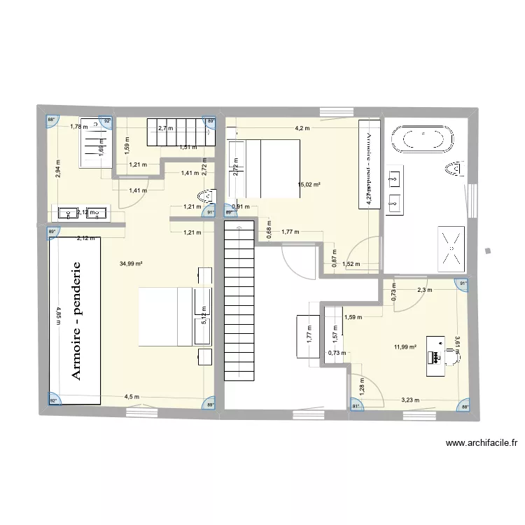 &eacute;tage plan maison Ussac. Plan de 
