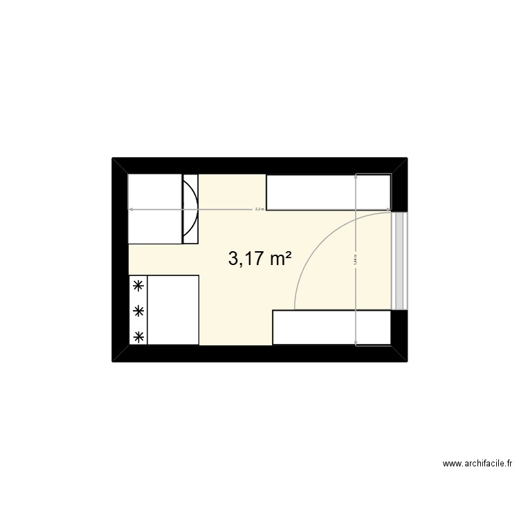 celier. Plan de 1 pièce et 3 m2