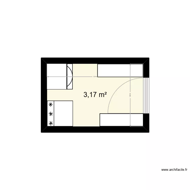 celier. Plan de 1 pièce et 3 m²