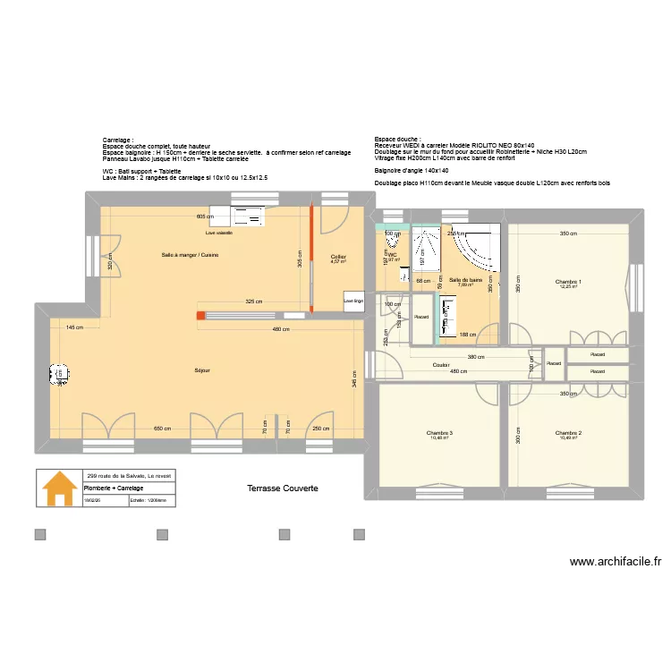 299 Salvate Plomberie et Carrelage. Plan de 13  et 108 m²