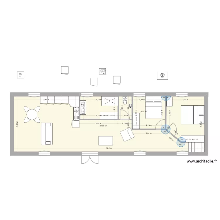 ANGLES. Plan de 2  et 74 m²