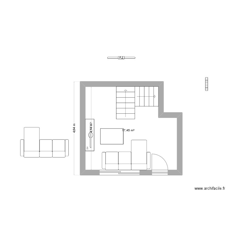 salon. Plan de 1 pièce et 17 m2