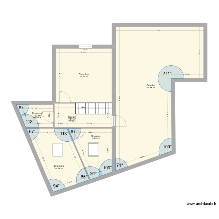Blondin EDL ETA. Plan de 6 pièces et 100 m2