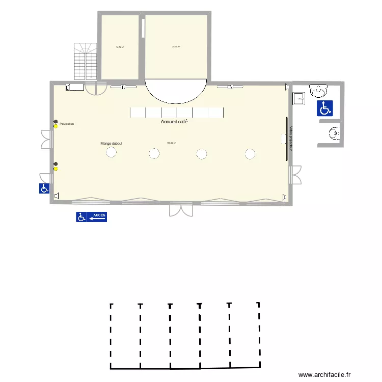 Proudhon caf&eacute;. Plan de 3  et 202 m²