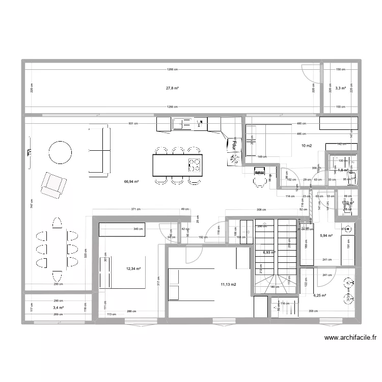 montchat 1er etage - am&eacute;nagement suite parentale. Plan de 