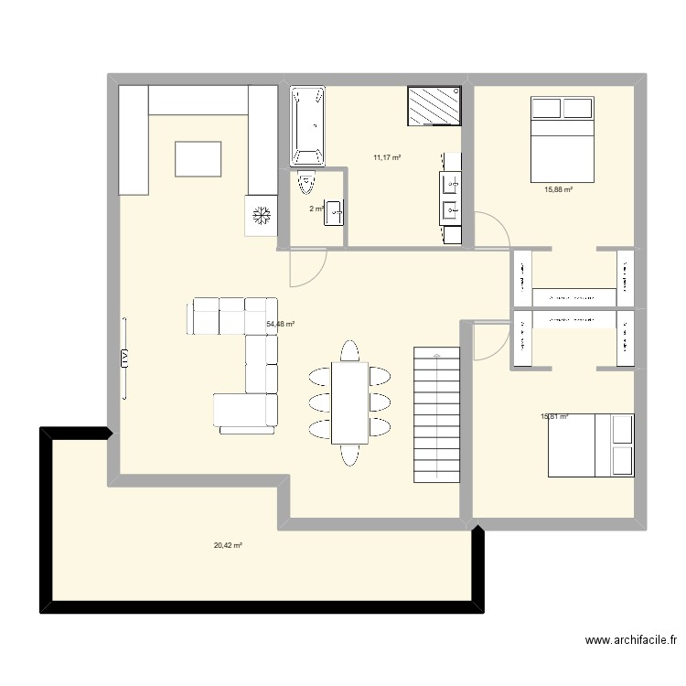 etage 1. Plan de 6 pièces et 120 m2