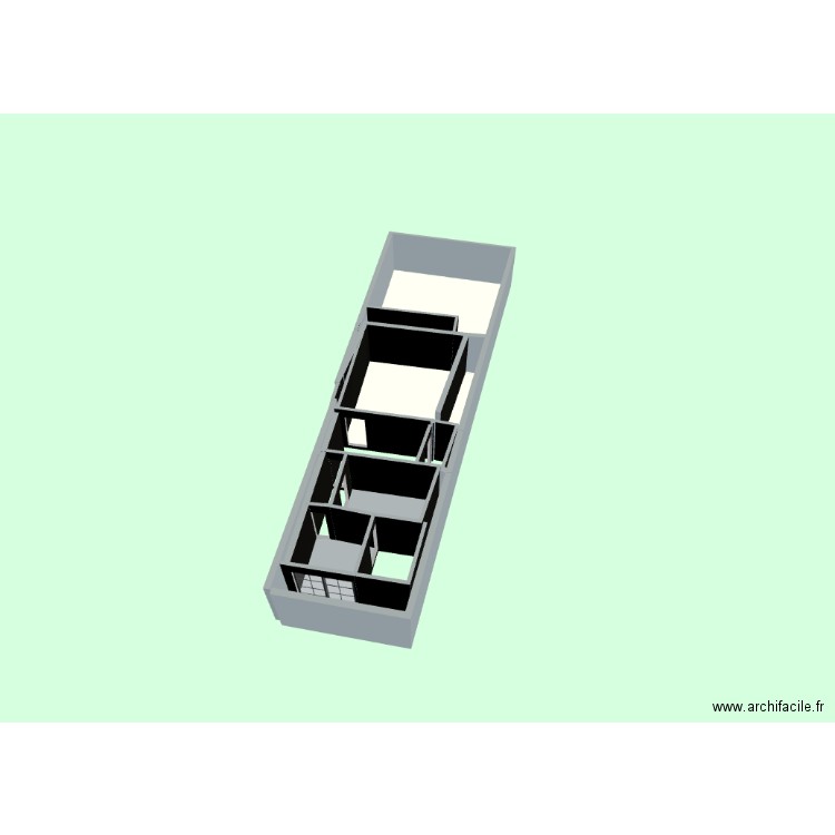 vue en plan rez des chose. Plan de 5 pièces et 89 m2