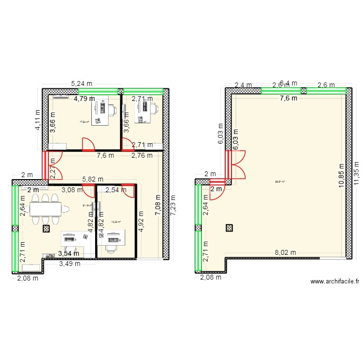 PLAN. Plan de 5 pièces et 184 m2