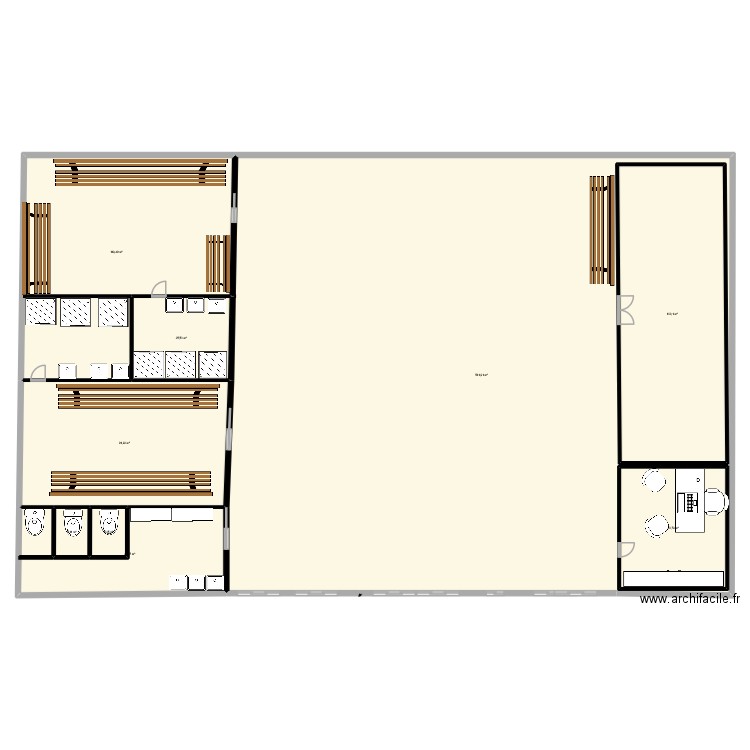 GYMNASE. Plan de 9 pièces et 1112 m2