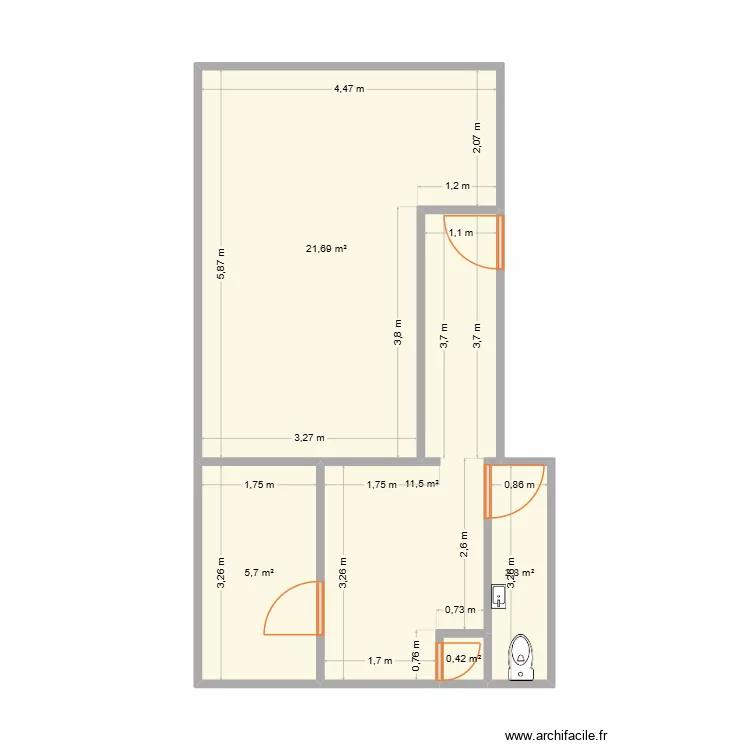 StudioFlora. Plan de 5  et 42 m²